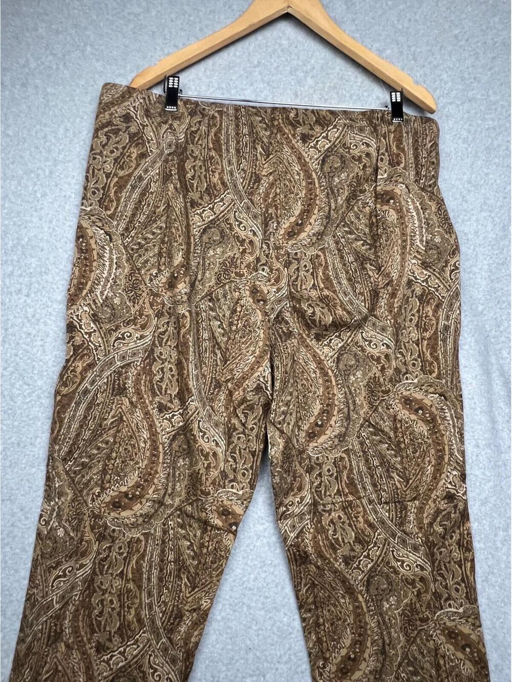 J. Jill Paisley Pull On Pants Women's Plus Sz 18 W Brown Casual Simple Modern - Picture 11 of 12